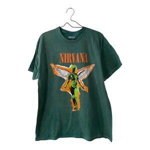 NIRVANA Green Orange Angel Graphic T Shirt Grunge Rocker Tee Size XL Punk NEW